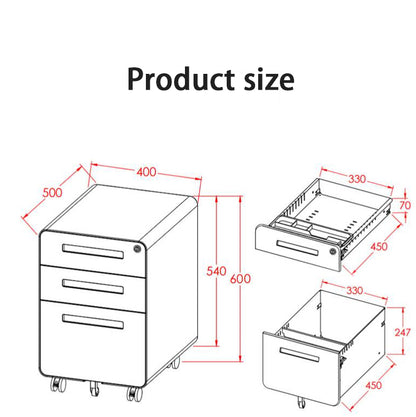 Yeetenolov Furniture Stockpile 3 Drawer File Cabinet with Lock - Under Office Desk Metal Filing Cabinet, Legal/Letter File Folders, Wheels and Stationary Feet, Pre-Assembled